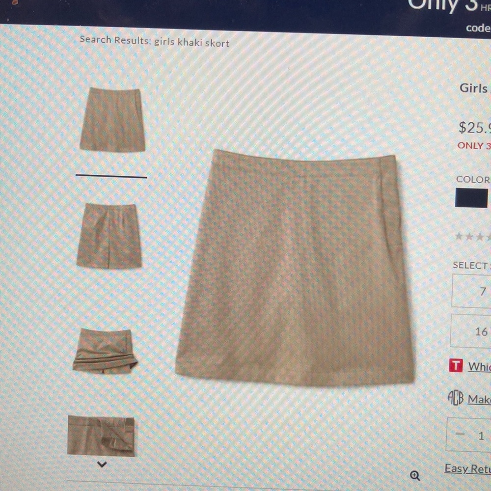 Lands End Girls Adaptive Blend Chino Skort NWT-14